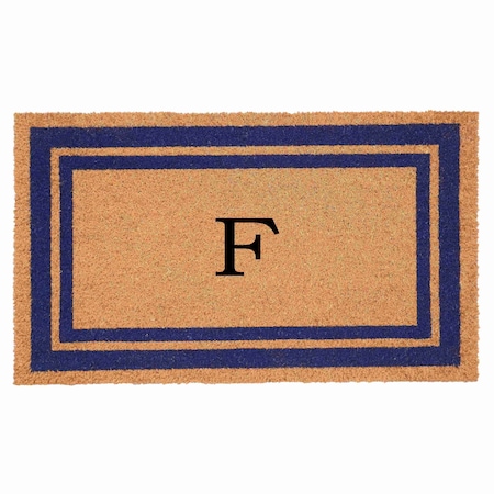 Monogram Door Mat, Natural, Dark Blue, 24 in W x 36 in L